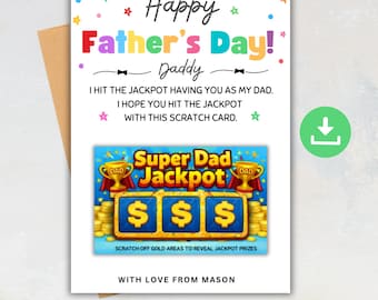 Father's Day Scratch Card Holder, Personalised Lotto Father's Day Card, Gift for Grandad, Fathers Day Gift, Birthday Gift for Dad