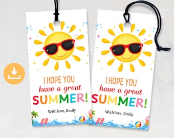 Last Day of School Tag, Have a Great Summer Gift Tag, End of Year Teacher Class Printable Gift Label, Summer Sun Party Favor