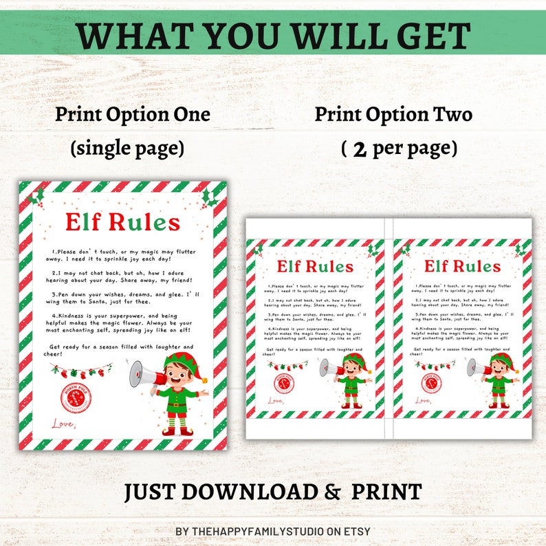 Printable Elf on the Shelf Rules, Christmas Elf Letters to Kids, Elf ...