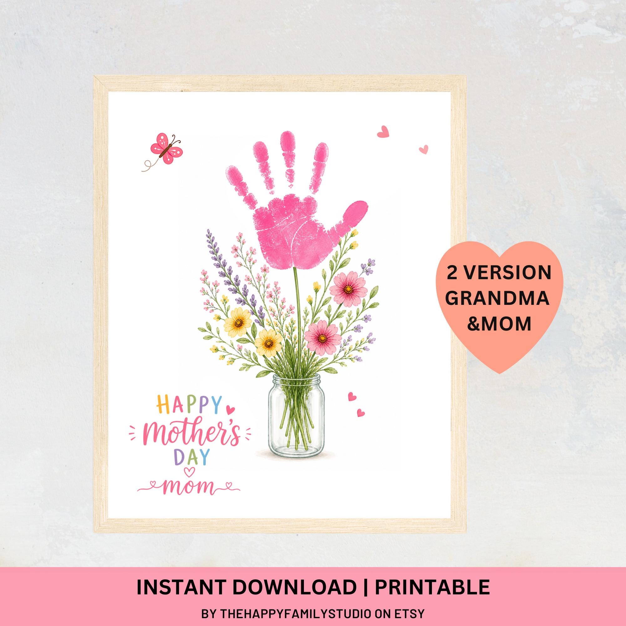 Flower Mothers Day Craft for Toddlers, Mother’s Day Grandma Handprint ...