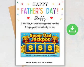 Father's Day Scratch Card Holder, Personalised Lotto Father's Day Card, Gift for Grandad, Fathers Day Gift, Birthday Gift for Dad