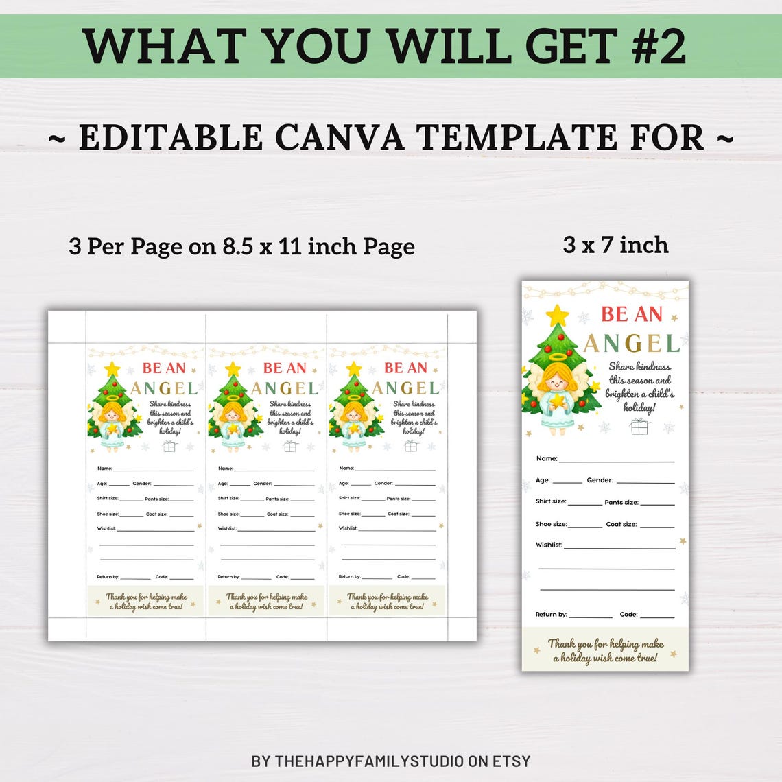 Christmas Angel Tree Tags, Giving Tree Gift Tag, Angel Tree Fundraiser ...