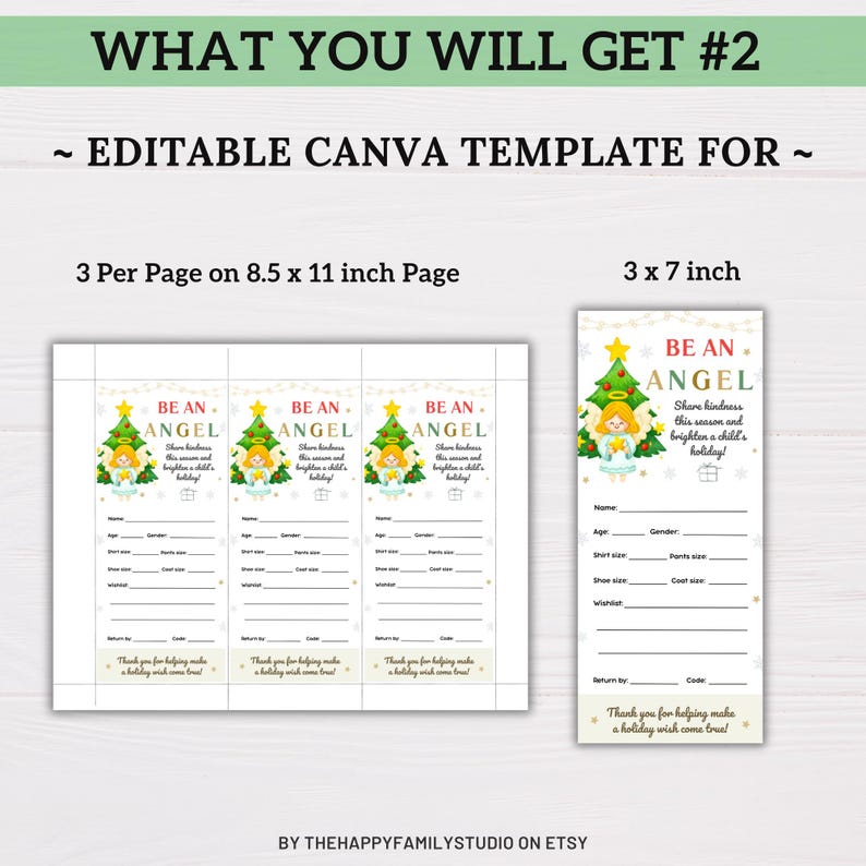 Christmas Angel Tree Tags, Giving Tree Gift Tag, Angel Tree Fundraiser ...