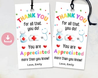 Etiquetas de regalo para agradecer a las enfermeras, etiquetas de regalo para la Semana de la Enfermería, etiquetas imprimibles para enfermeras, regalos para la Semana de la Enfermería, agradecimiento por la Semana de la Enfermería