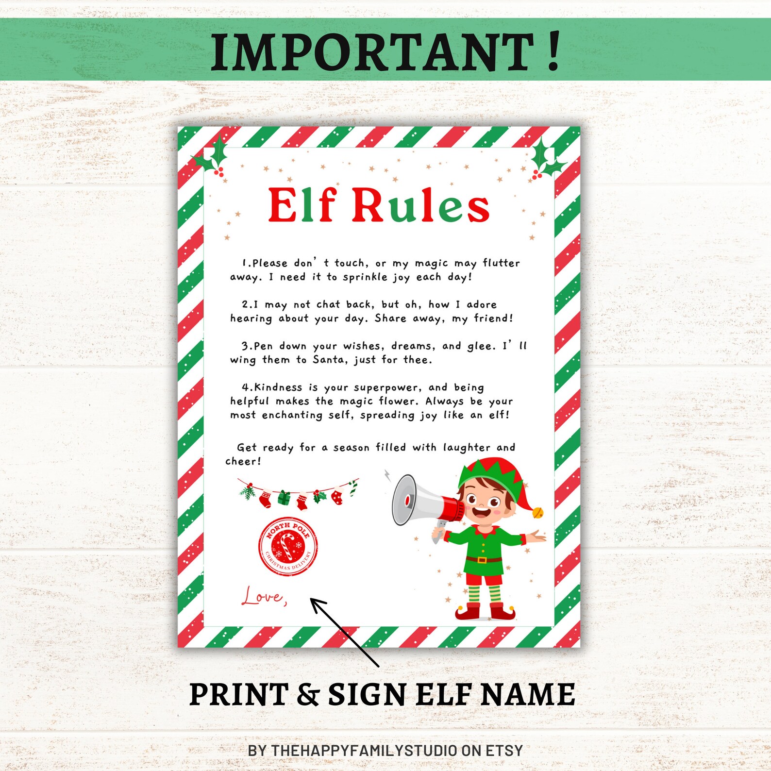 Printable Elf on the Shelf Rules, Christmas Elf Letters to Kids, Elf ...
