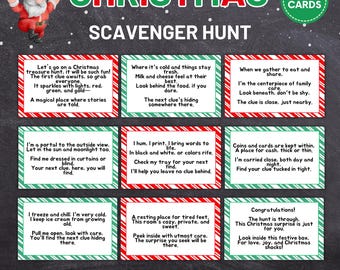 Chasse au trésor de Noël pour enfants plus âgés et adolescents, Indices de chasse au trésor, Jeux de Noël à imprimer, Enigmes de chasse au trésor, Jeu de fête de Noël