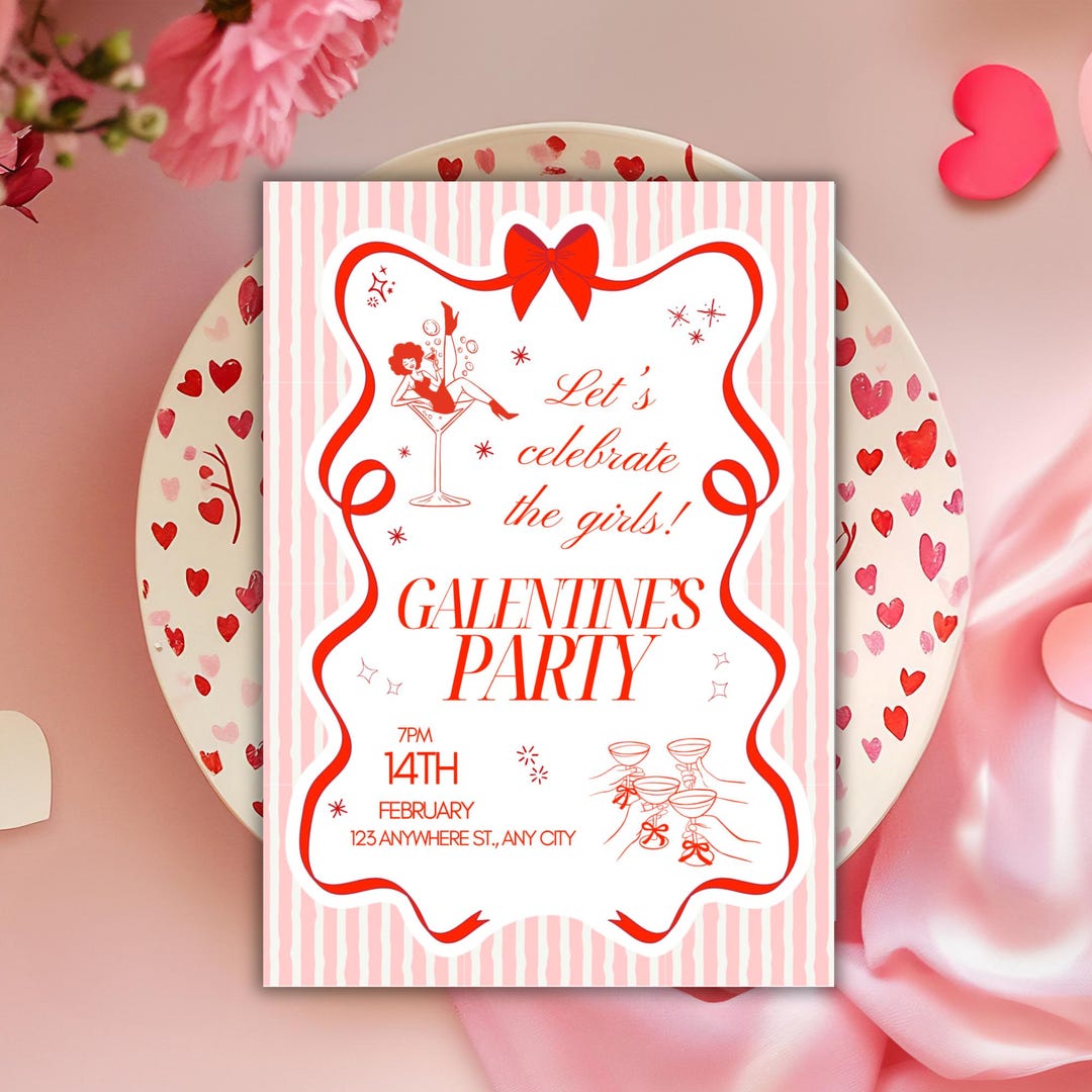 Editable Galentine's Day Invitation, Galentine's Girls Night Party ...