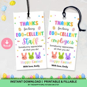 Easter Gift Tag, Employee Appreciation Easter Gift Tag, Staff Appreciation Tag, Easter Bunny School Staff Gift Tag, Easter Work Favor Tags