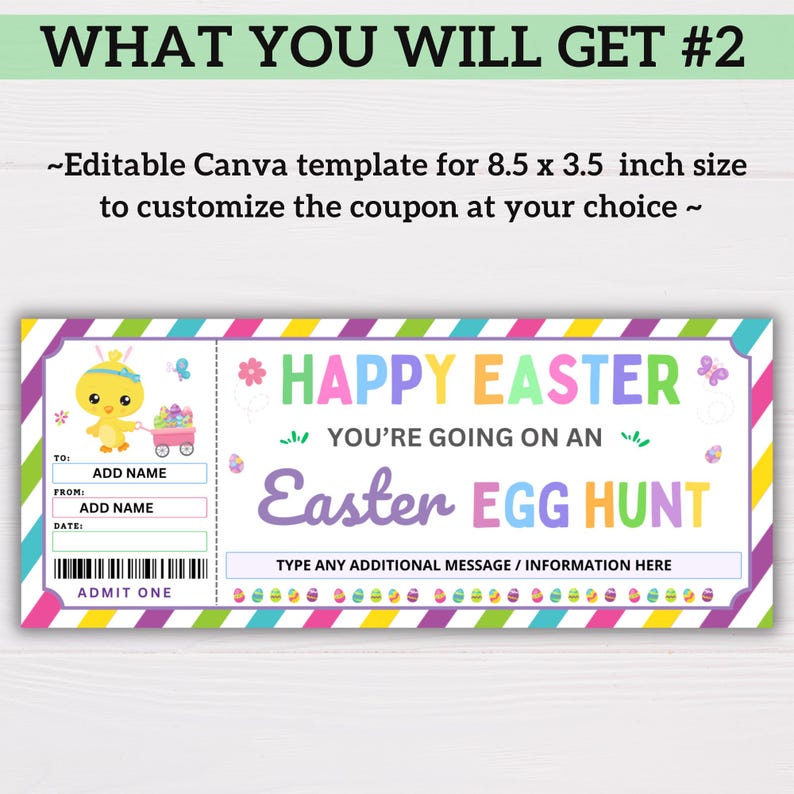 Editable Easter Gift Coupon, Easter Bunny Gift Certificate, Custom ...
