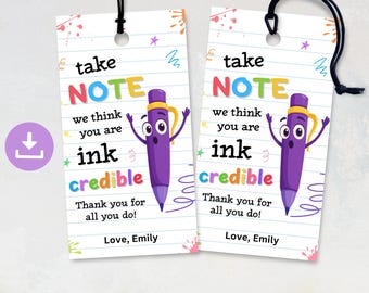 Teacher Appreciation Pen Tag: Inkcredible Gift (Digital Download)