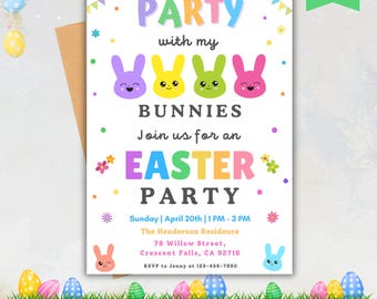 Easter Egg Hunt Invitation, Editable Easter Party Invitation, Easter Bunny Invite, Easter Party Invite, Birthday Easter Party