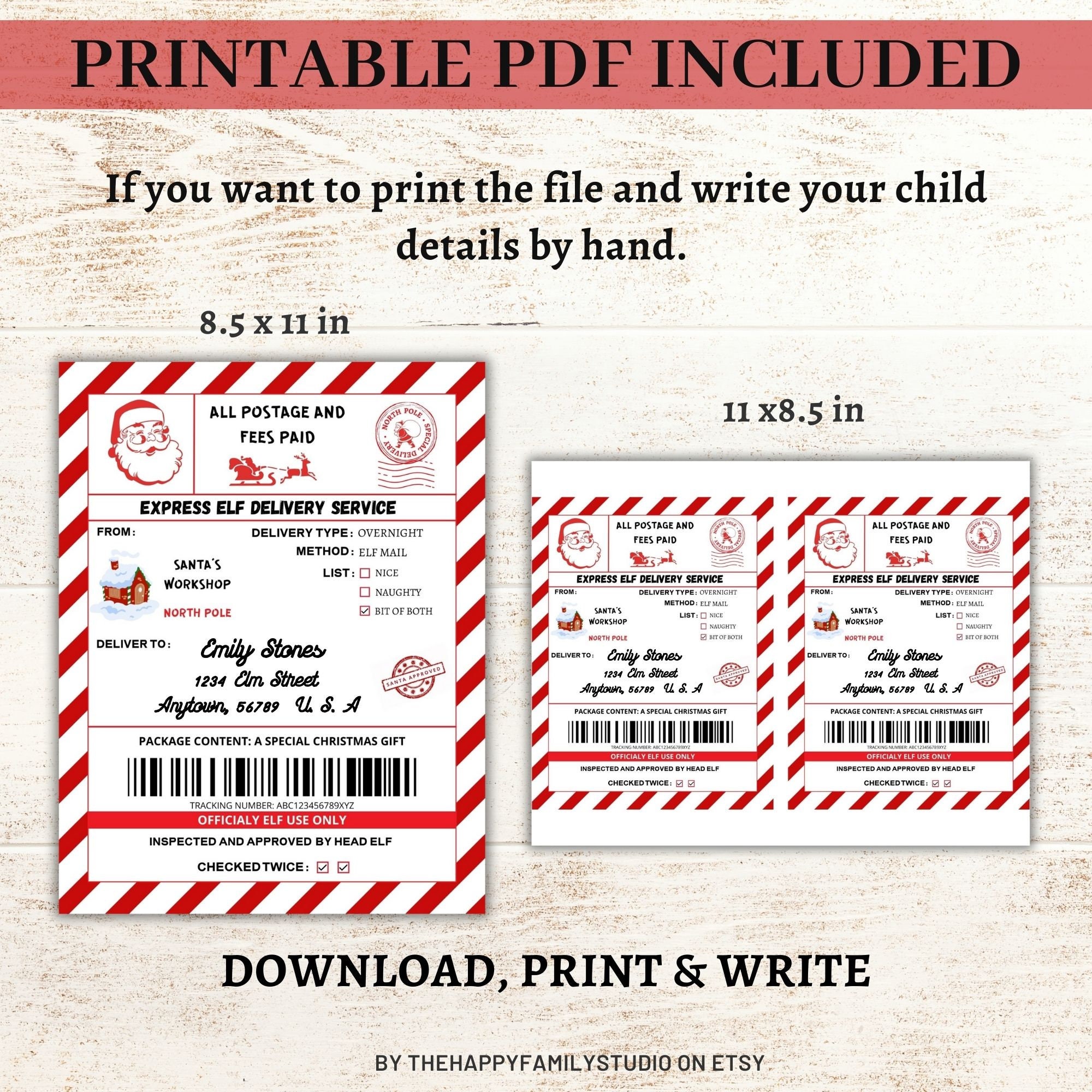 Santa North Pole Address Shipping Labels, Elf Delivery North Pole Mail