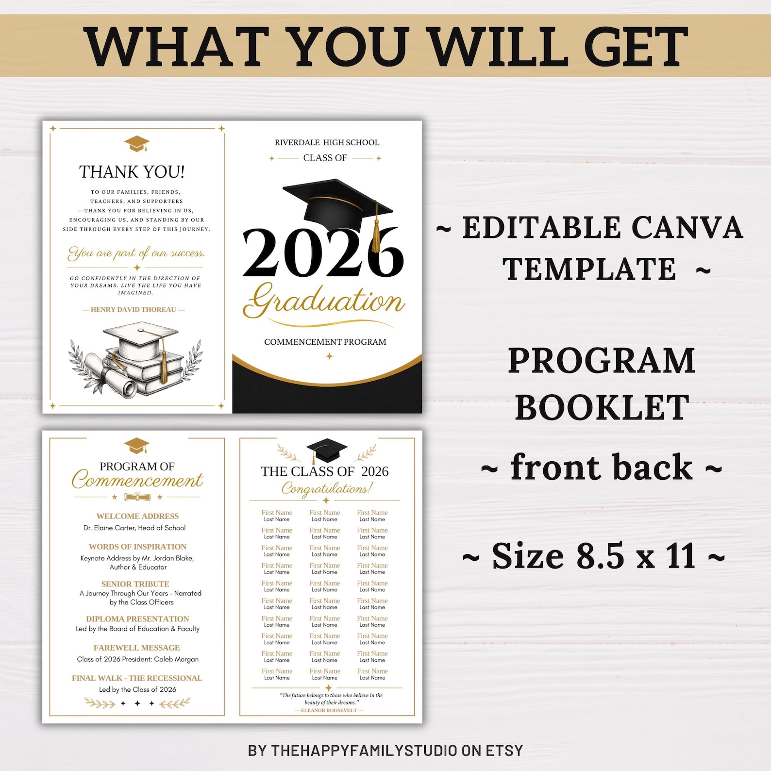 Example University Graduation Programme Graduation Program Editable Template, High School & College Graduation ...