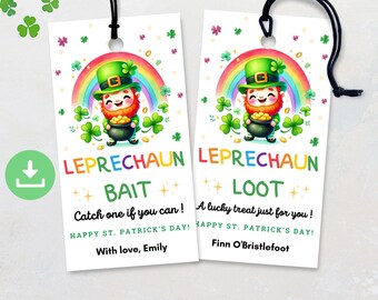 St Patricks Day Leprechaun Bait & Loot Tags, Saint Patrick's Day Classroom Treat, St Patricks Candy Gift Tag, Leprechaun Favor Tag