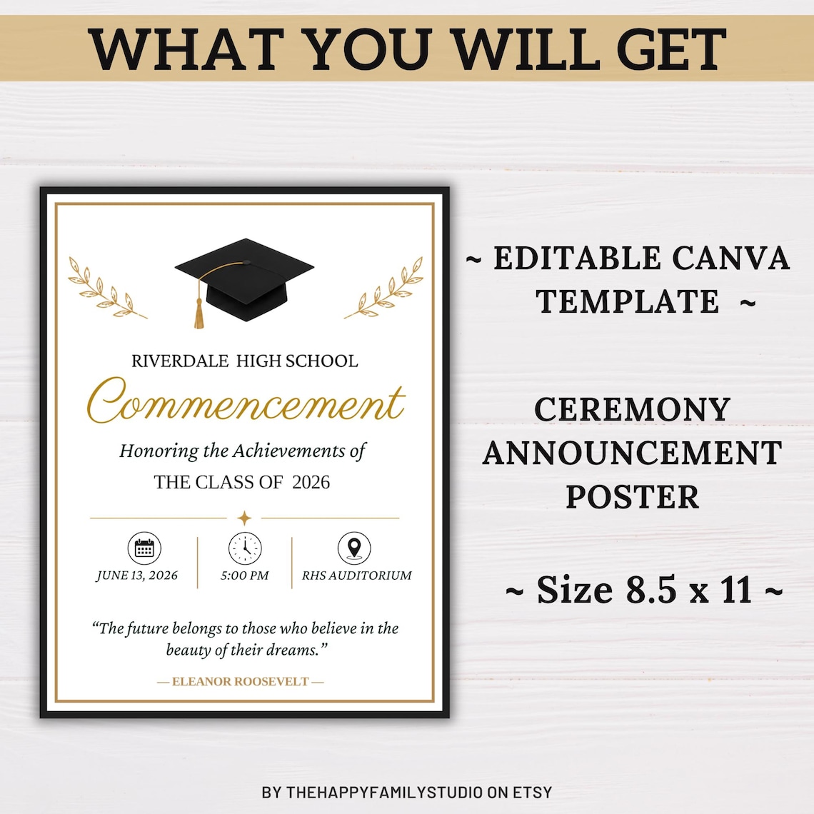 Graduation Program Editable Template, High School & College Graduation ...