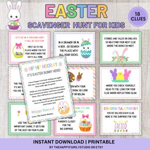 Indoor Easter Egg Treasure Hunt, Easter Scavenger Hunt for Kids, Easter Hunt Clues, Easter Bunny Letter, Easter Riddles, Easter Games