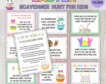 Indoor Easter Egg Treasure Hunt, Easter Scavenger Hunt for Kids, Easter Hunt Clues, Easter Bunny Letter, Easter Riddles, Easter Games