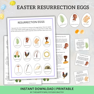 Printable Easter Story Eggs, Resurrection Eggs Easter Hunt, Easter Story Scavenger Hunt,  Christian Easter Activity, Easter Story Game