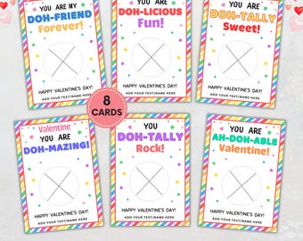 Printable Dough Valentine Cards, Valentine Gift Tags, Kids Valentine’s Day Dough Cards, Preschool Classroom Non-Candy Gift