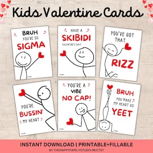 Cartes de Saint-Valentin pour enfants en argot, Saint-Valentin pour ados préados, Saint-Valentin en argot pour garçons, Cartes de Saint-Valentin Bruh, Carte de Saint-Valentin drôle