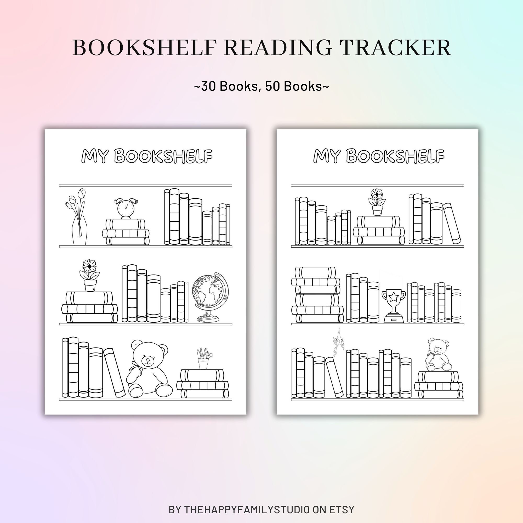 Kids Reading Journal Printable Bookshelf Reading Tracker - Etsy
