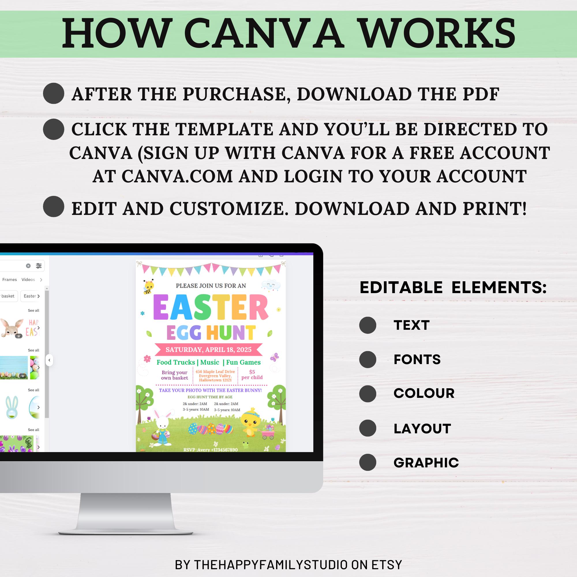 Editable Easter Egg Hunt Flyer Template, School Fundraiser Event, PTO ...