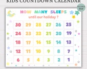 Kids Vacation Countdown, Countdown Calendar for Kids,  Kids Countdown Holiday Trip, Kids Printable Activities,  How Many Days Countdown
