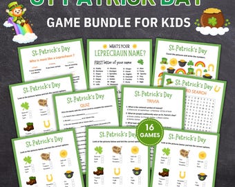 St Patricks Day Printable Games for Kids, St Patrick Games Bundle, St Patricks Classroom Games, St. Paddy's Day Activities, Leprechaun Games
