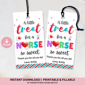 Nurse Appreciation Week Printable Gift Tags, Happy Nurses Week Gift Tag, Nurse Week Thank You Tag, Medical Hospital Staff Doctor Gift Treat