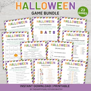 Printable Halloween Games Bundle, Halloween Party Games, Halloween Games for Kids Teens and Adults, Party Family Games, Classroom Games