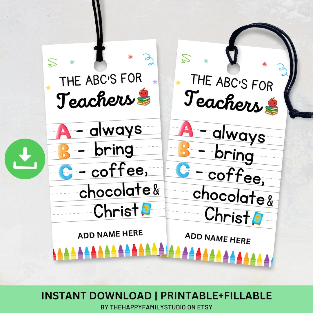 First Day of School Coffee & Chocolate Gift Tag, Back to School Teacher ...