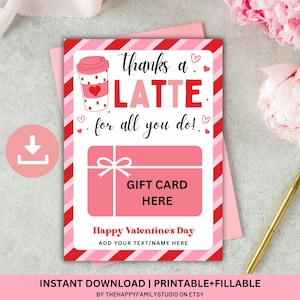Porte-cartes pour la Saint-Valentin grâce à un café au lait, carte-cadeau pour la Saint-Valentin pour professeur, porte-carte pour le café de la Saint-Valentin, carte de remerciement pour le personnel