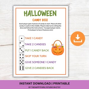 Halloween Candy Dice Game, Halloween  School Classroom Games, Halloween Activity For Kids and Adults,  Halloween Party Game Pass The Candy