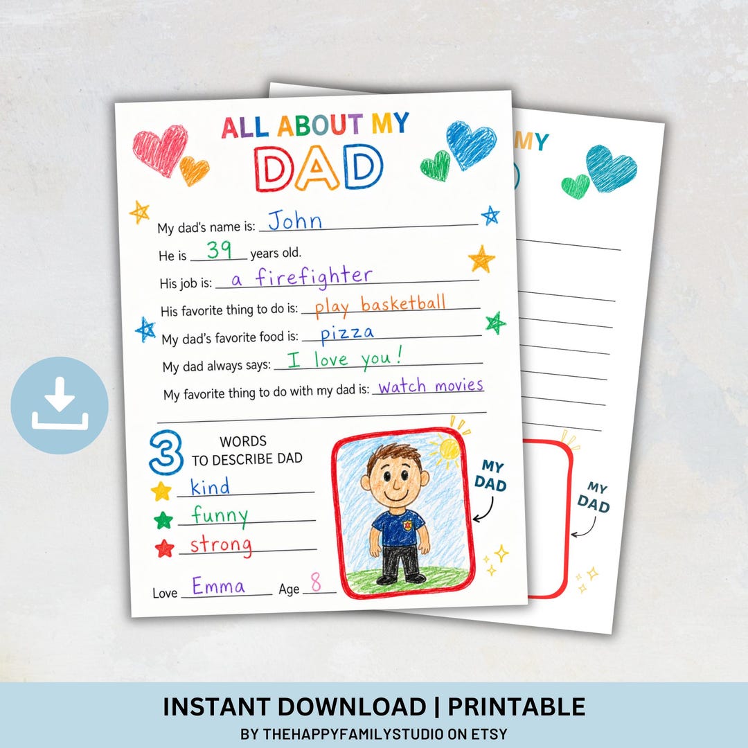 Father's Day Questionnaire: All About My Dad Printable Coloring Page ...