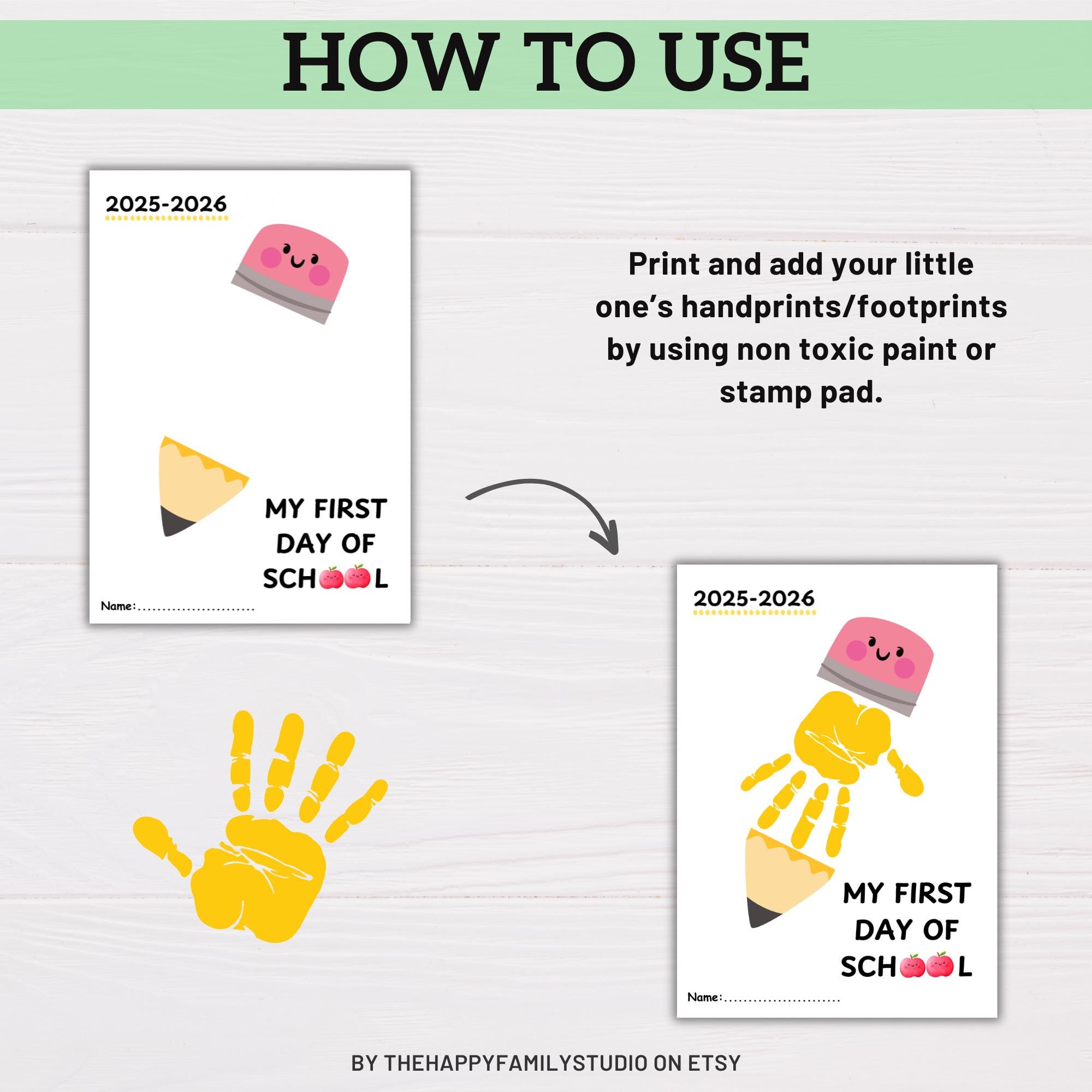 First Day of School Handprint Craft, Back to School Printable ...