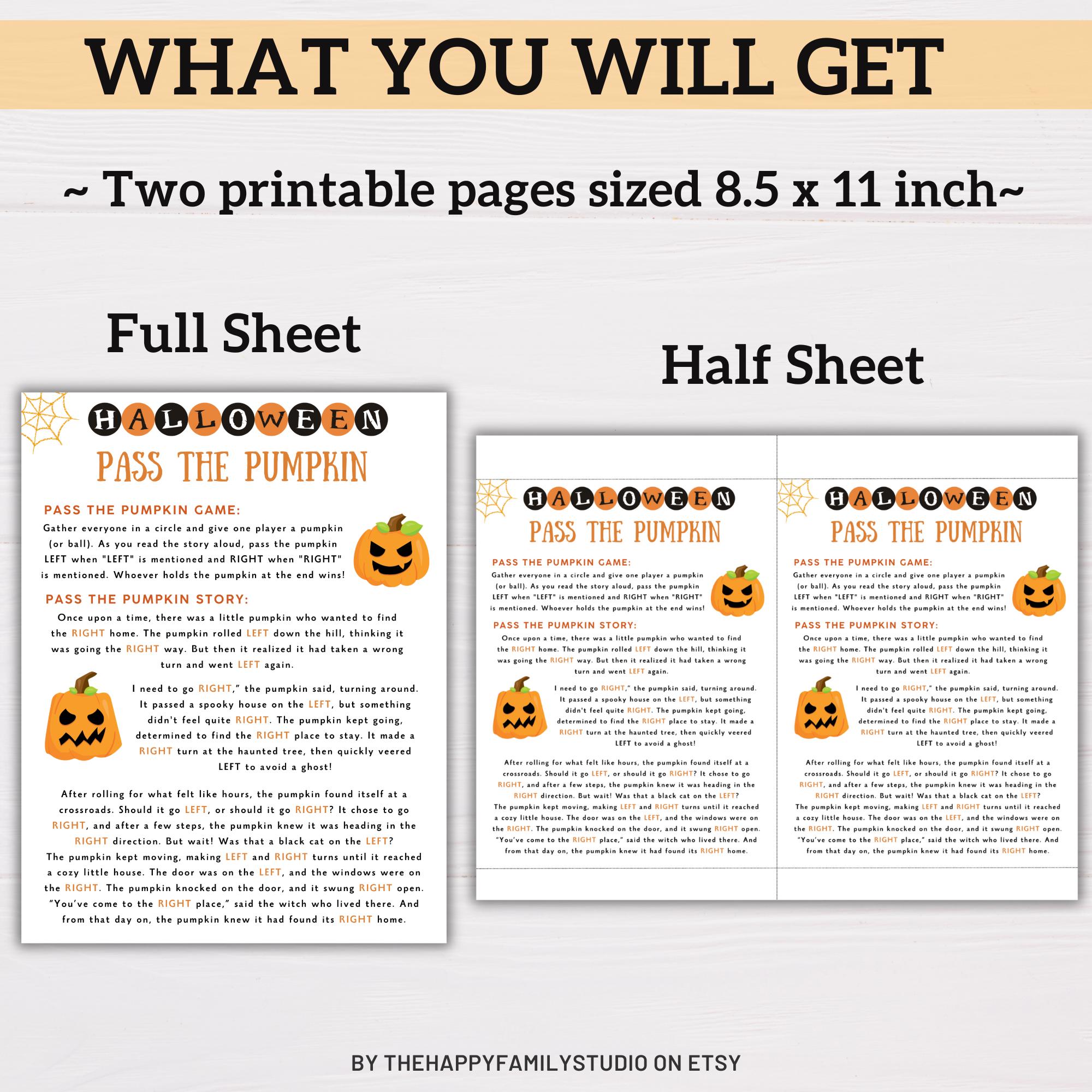 Pass the Pumpkin Printable Game, Halloween Left Right Game, Halloween ...
