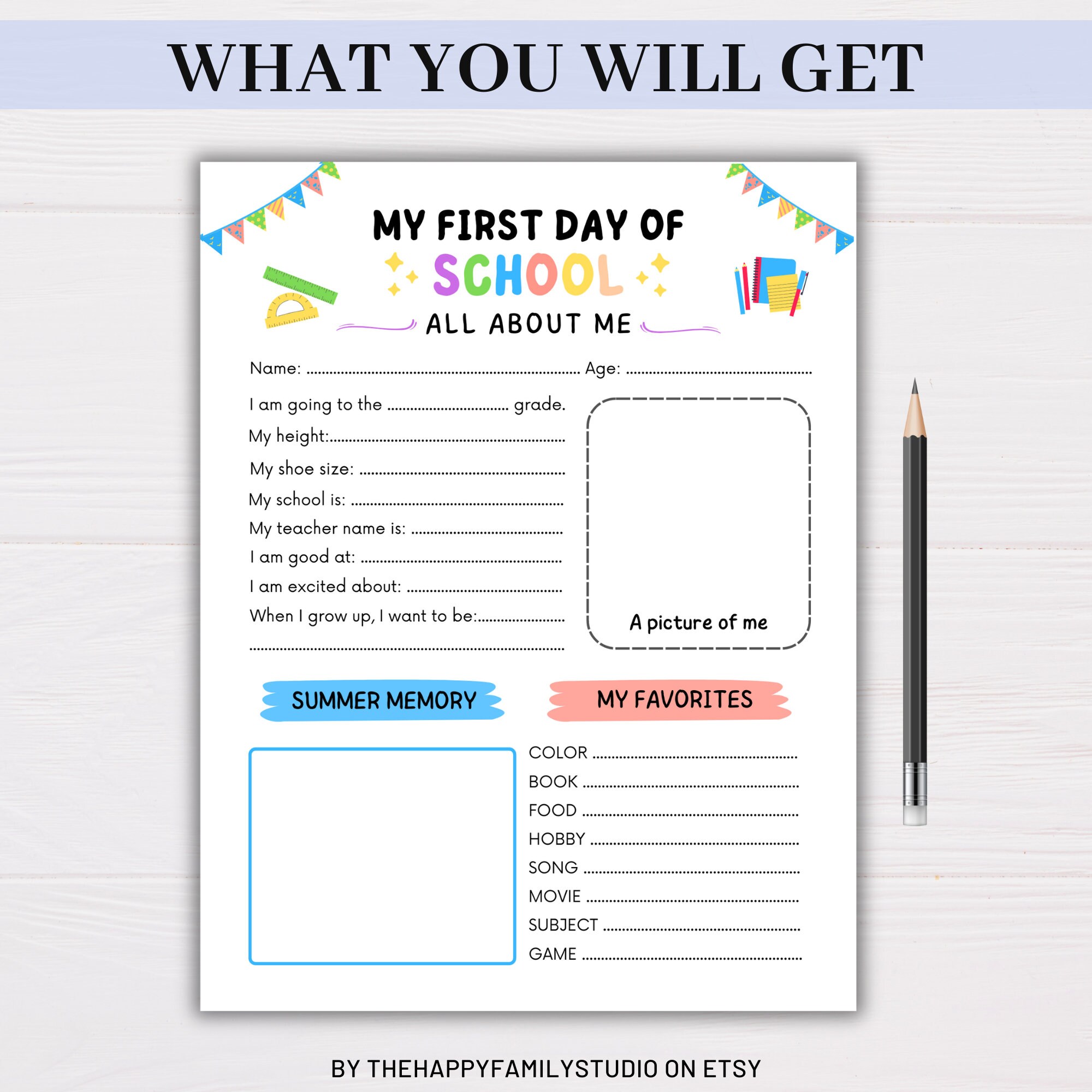 First and Last Day of School Interview, Back to School Questionnaire ...