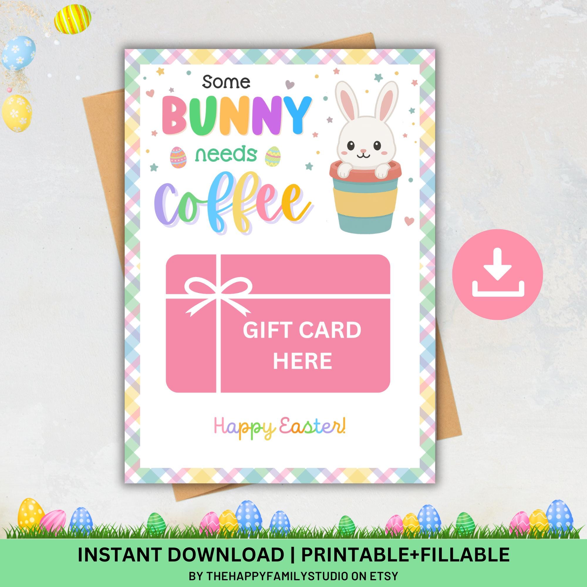 Some Bunny Needs Coffee Gift Card Holder, Teacher Gift Card, Easter Coffee Gift Card Holder, Easter Thank You Gift Card, Easter Voucher Card
