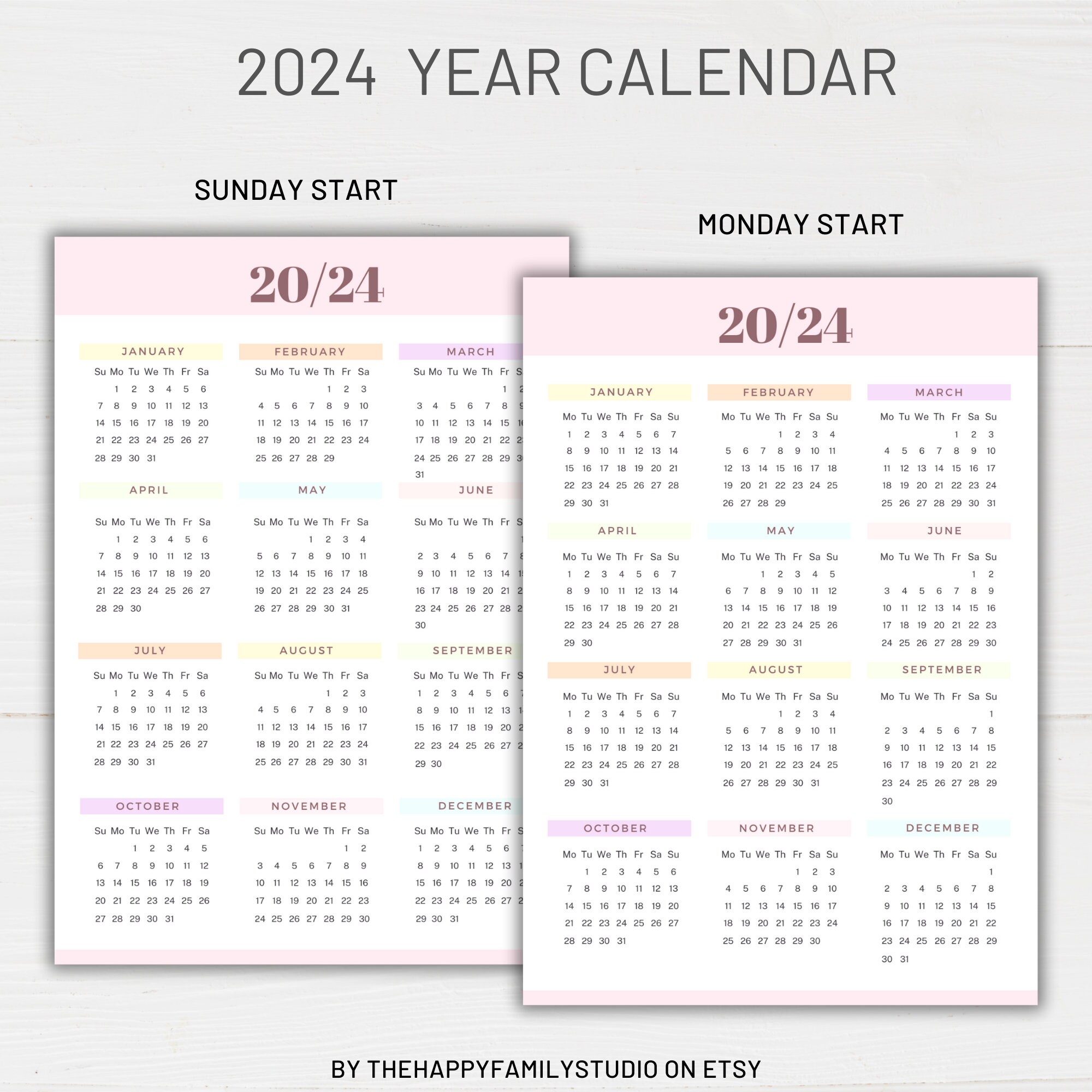 2024-2026 Yearly Calendar Printable, Year Wall Calendar, Yearly Planner ...