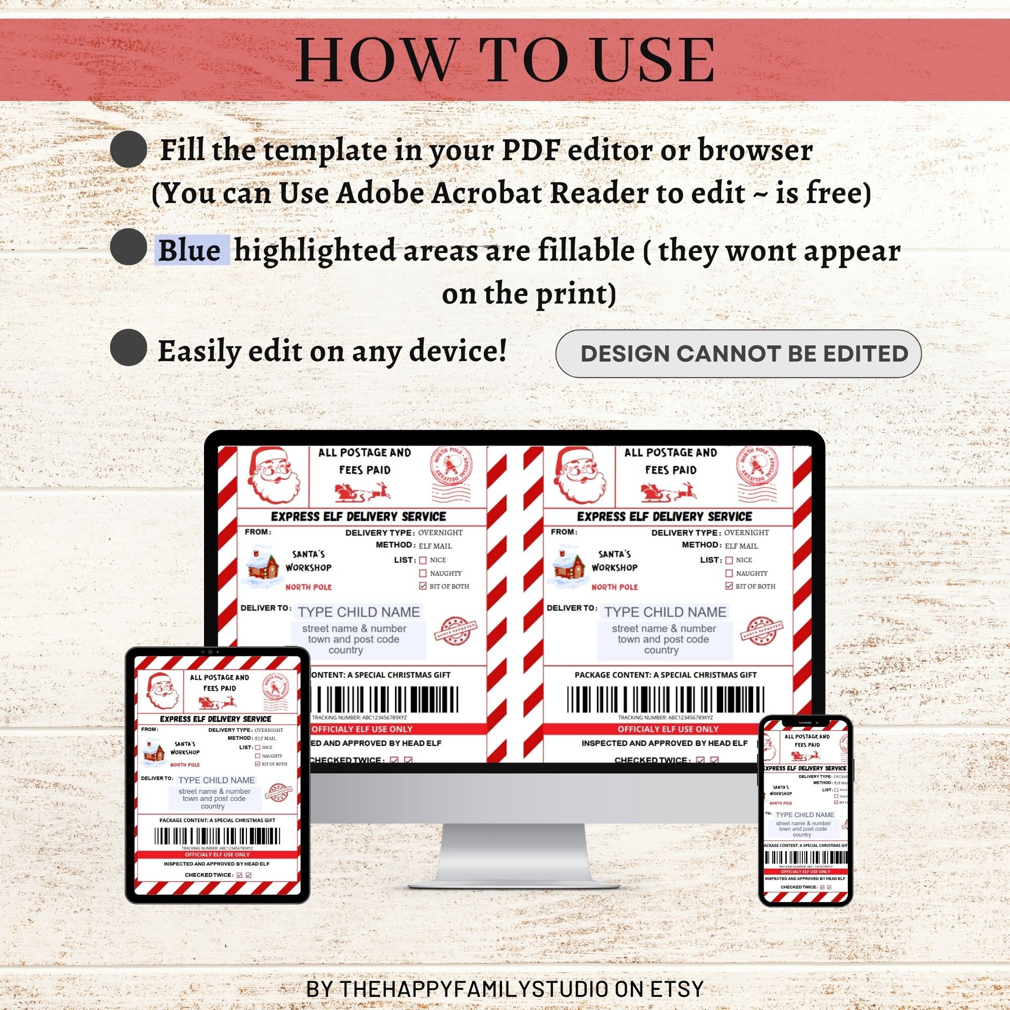 Santa North Pole Address Shipping Labels, Elf Delivery North Pole Mail