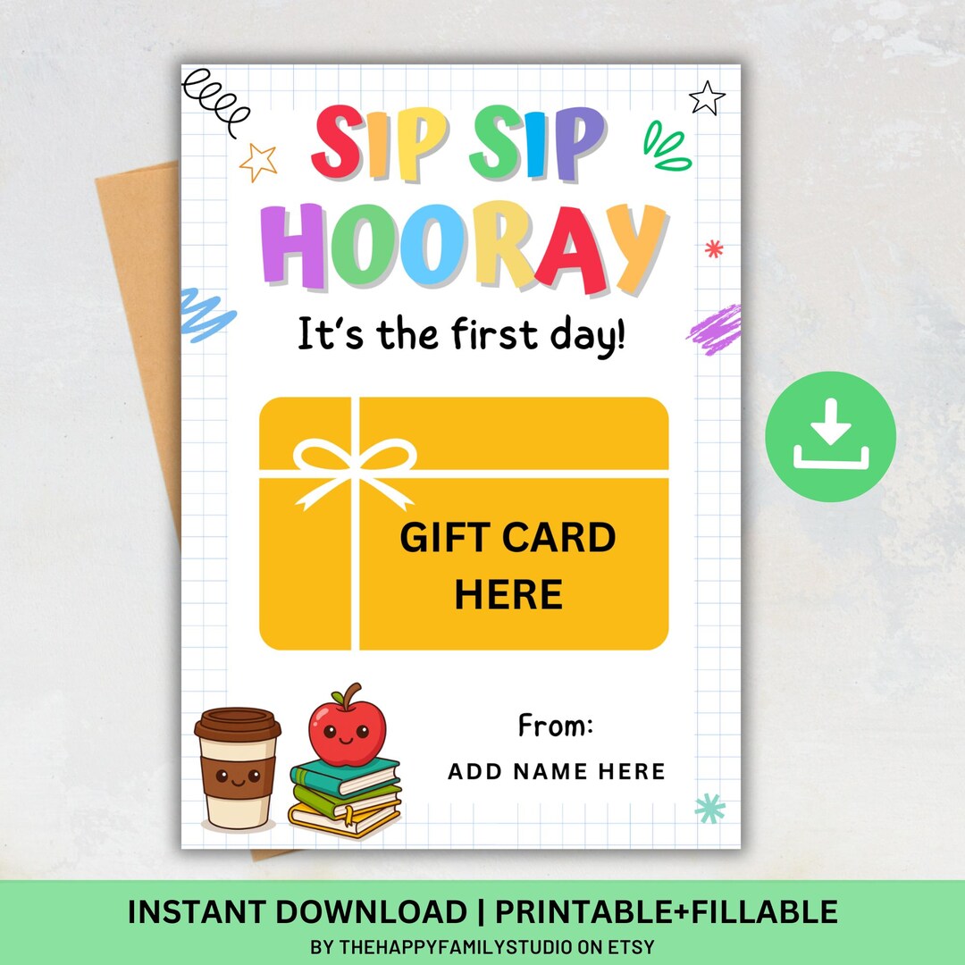 First Day of School Coffee Gift Card Holder, Back to School Teacher ...