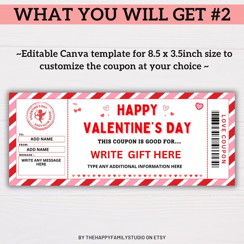 Editable Valentine's Day Coupon, Printable Valentine Gift Certificate ...