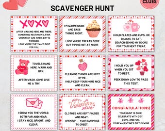 Valentines Day Scavenger Hunt for Kids, Valentines Treasure Hunt Clues, Valentines Games For Kids, Kids Valentines Day Gift