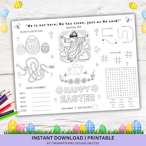 Christian Easter Activity Placemat: Kids Scripture Game (Digital Download)