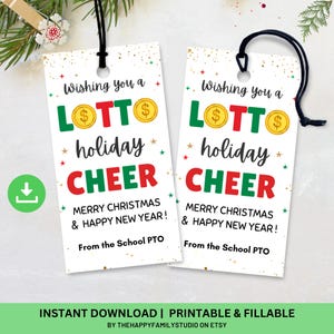 Etiquettes cadeaux Loto Noël, Je vous souhaite une bonne fête des Fêtes Lotto, Etiquettes de faveur Joyeux Noël, étiquette cadeau billet de loterie, étiquette de faveur de loterie