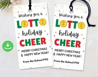 Etiquetas para presente de loteria de Natal, desejando a você uma alegria festiva na loteria, etiquetas para lembrancinhas de Feliz Natal, etiqueta para presente de bilhete de loteria, etiqueta para lembrancinhas de loteria