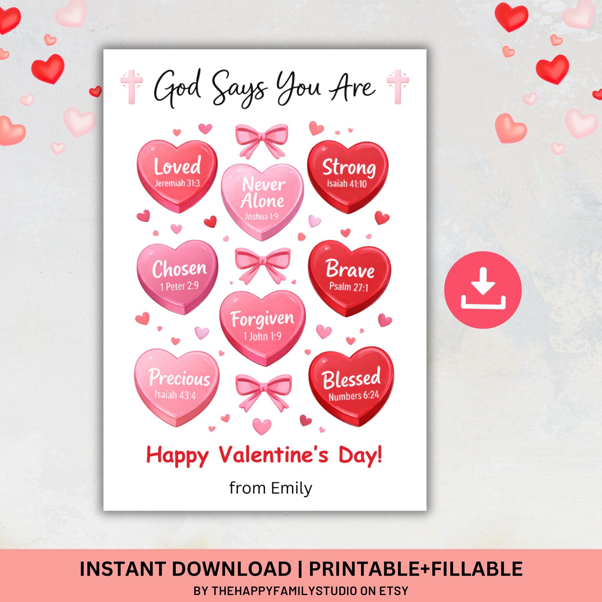 Bible Verse Valentine Cards, Printable God Says You Are Scripture Card ...