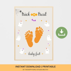 Halloween Handprint Craft, Halloween Footprint Kids Craft, Baby Footprint Wall Art , DIY Craft for Kids, Halloween Keepsake Gift