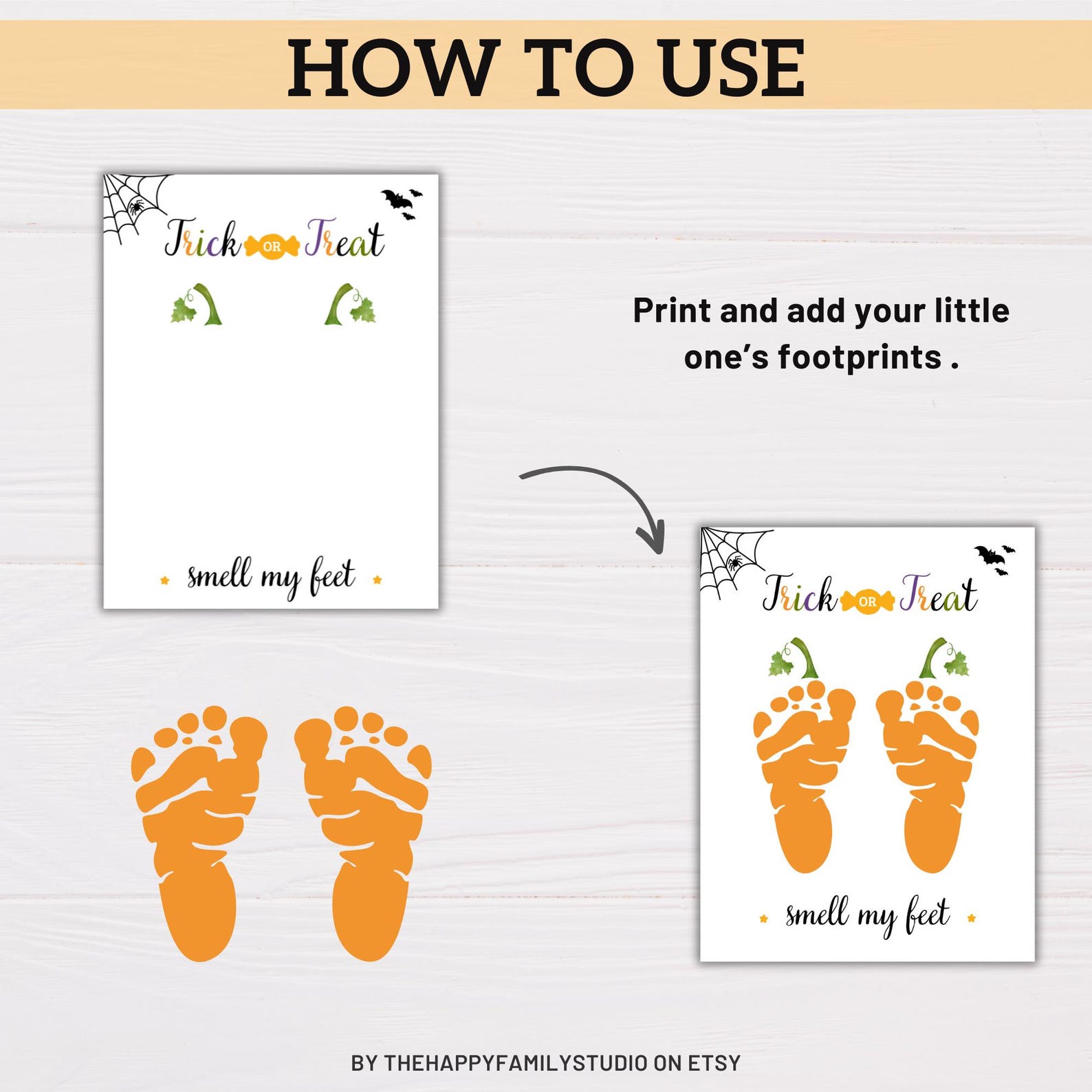 Halloween Footprint Craft, Halloween Footprint Art, Trick or Treat Baby ...