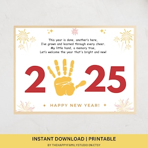 2025 New Years Handprint Art Poem, New Year Handprint Craft, Handprint Craft for Kids, Keepsake 2025, Happy New Years Eve Activity